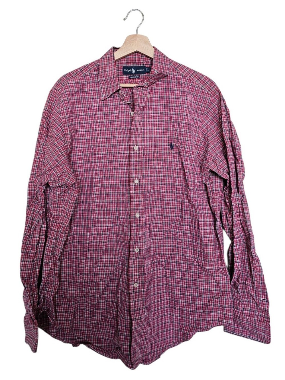 Ralph Lauren 100% Cotton Pink and Blue Micro-Check Button Down Shirt